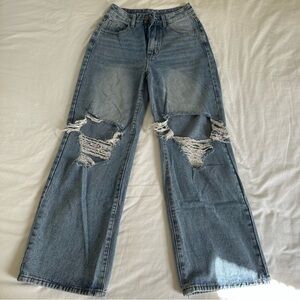 Women's Distressed Blue Jeans